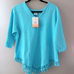 NWT Sea Breeze CA Sedona Fringe Cotton Top Small